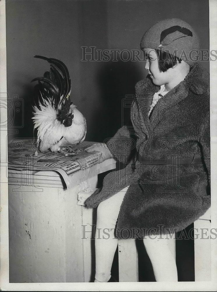 1931 Press Photo Charlene Penny With Black tailed Bantam - nea39183 - Historic Images