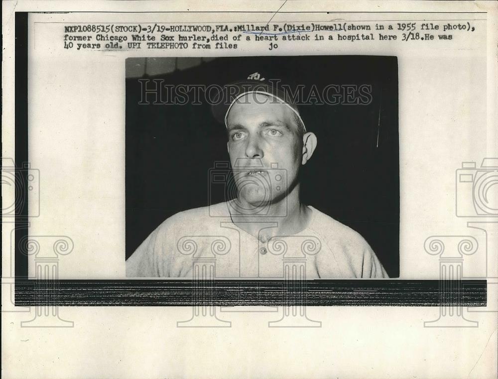 1960 Copy of 1955 Press Photo Chicago White Sox Pitcher Millard Howell Portrait - Historic Images