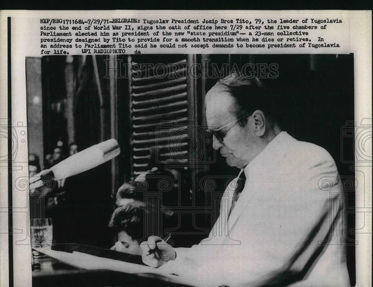 1971 Press Photo Yugoslav Pres. Josip Broz Tito, 79 - nea39242 - Historic Images