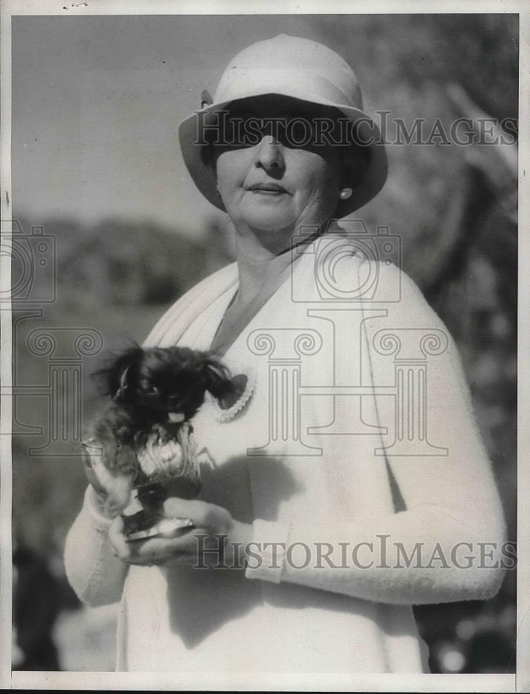 1934 Press Photo Mrs. Sidney F. Heckert Jr. with Toy Tsing, Smallest Dog in Worl - Historic Images