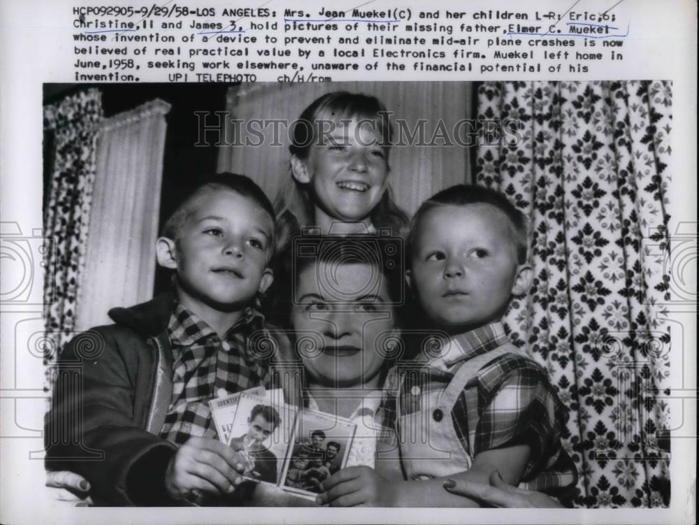 1958 Press Photo Mrs Jean Muelel &amp; children in Los Angeles, Calif. - nea37448 - Historic Images