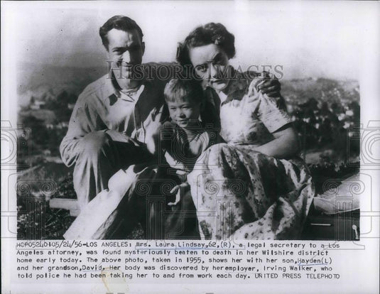 1956 Press Photo Laura Lindsey Found Beaten to Death In Her Home In Wilshire - Historic Images