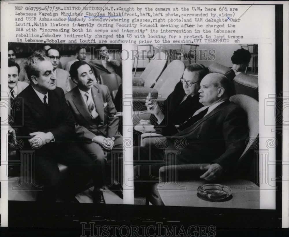 1958 Press Photo Lebanon&#39;s Dr Charles Malik at United Nations Assembly - Historic Images