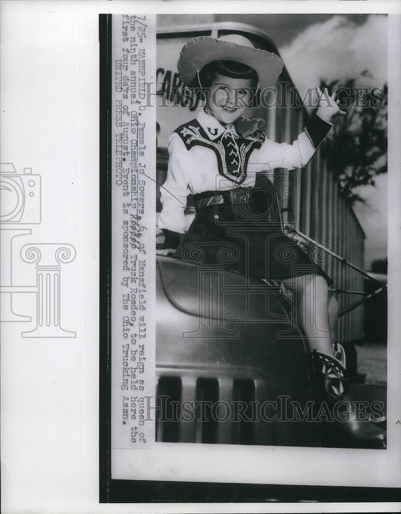 1956 Press Photo Pamela Jo Sowers Age 6 Queen of Truck Rodeo - nea36204 - Historic Images
