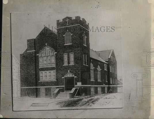 1926 Press Photo Drawing Of New Church Apartment Of Akron, Ohio - nea35705 - Historic Images
