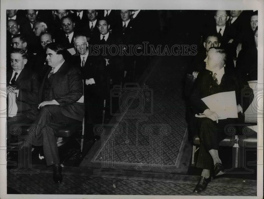 1935 Press Photo John Lewis &amp; William Green President of American Federation of - Historic Images