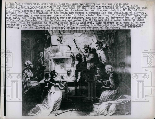 1962 Press Photo Copy Of "Reading The Emancipation Proclamation" By J.W. Watts - Historic Images