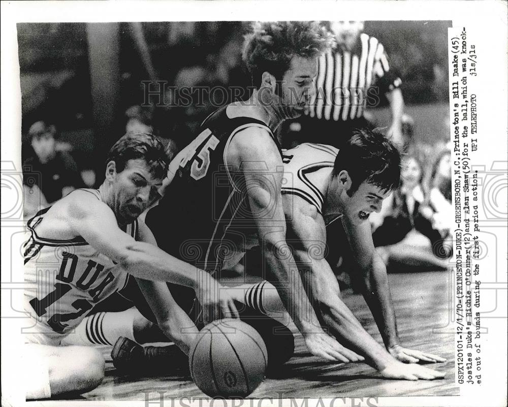 1970 Press Photo Princeton vs Duke Game Action Shot with Bill Daake and O'Connor - Historic Images