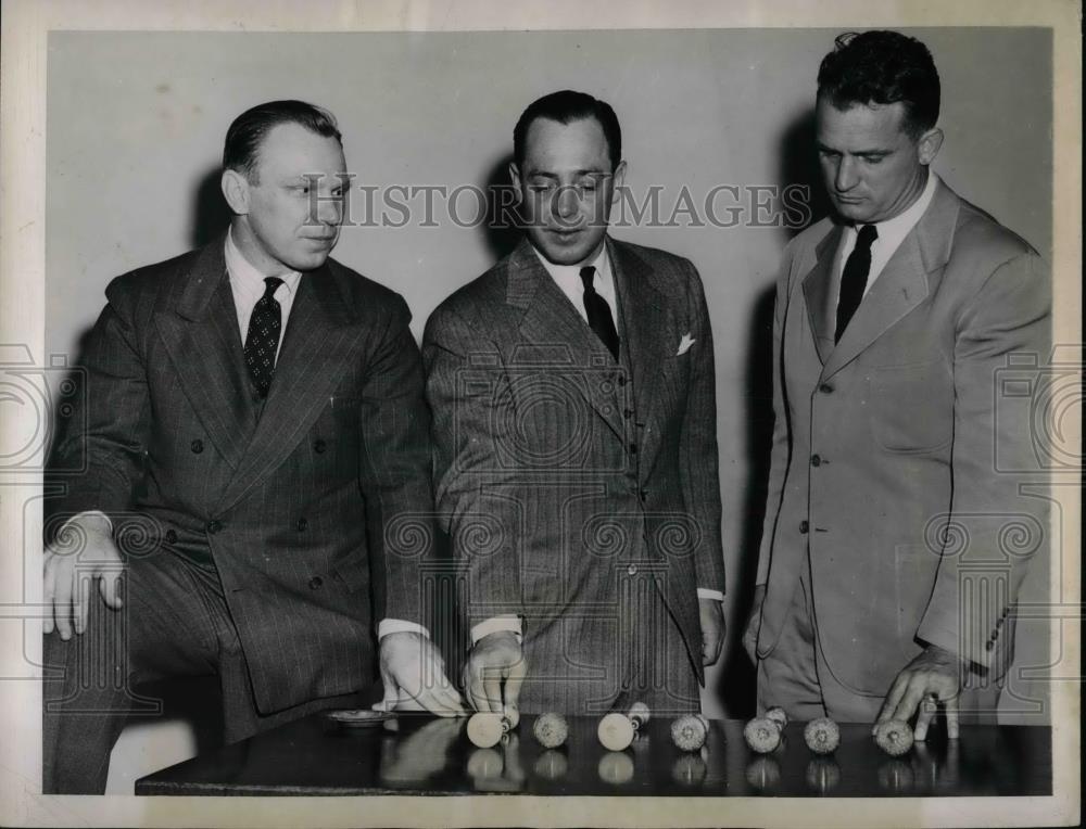1947 Press Photo Columbia football coaches, T Matal, B Bruce & J Stanczyk - Historic Images