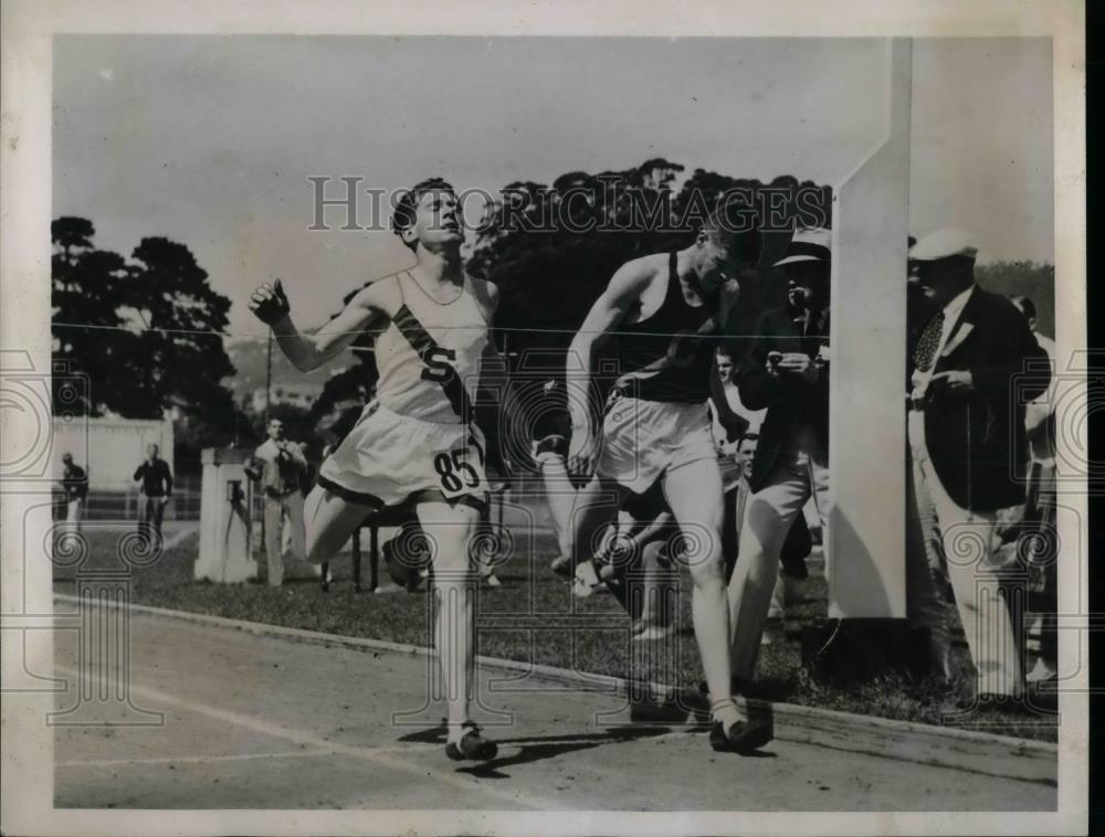 1935 Press Photo Warren Dixon Track runner Bob Heavit - nea39723 - Historic Images