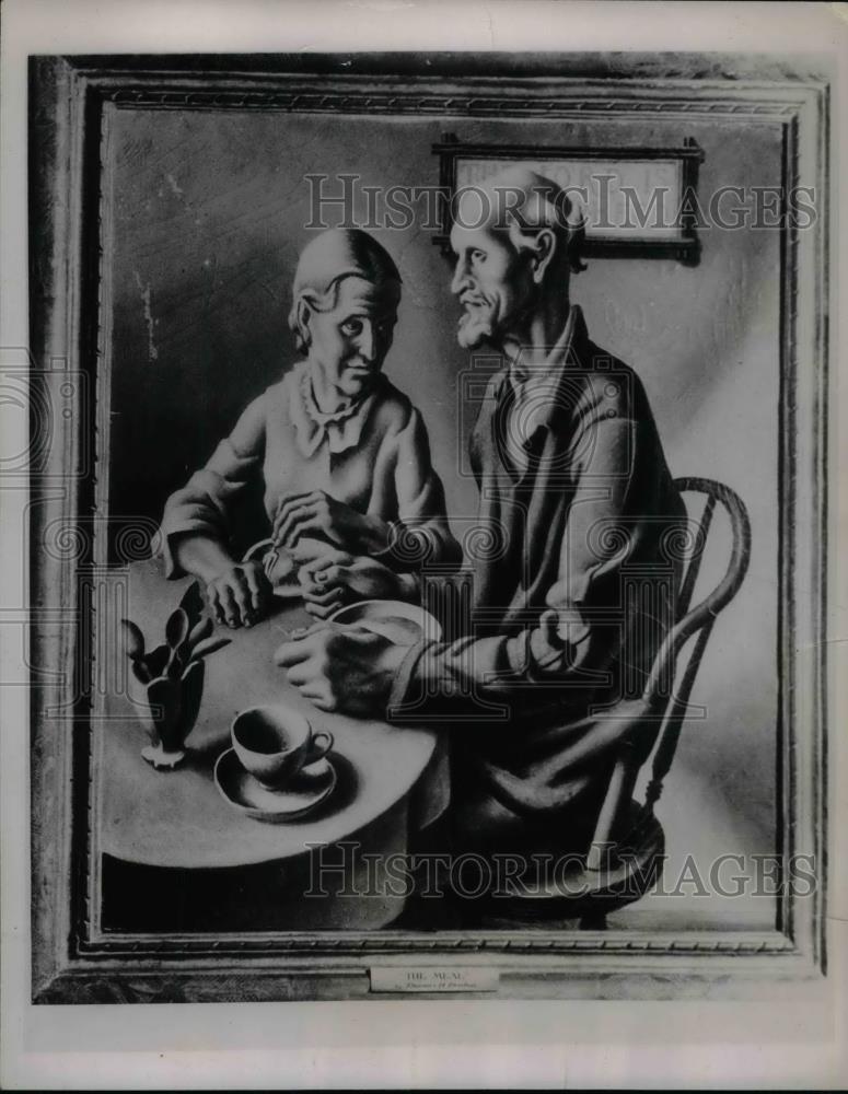 1937 Press Photo Thomas Benton&#39;s Famous Painting &quot;The Meal&quot; on Display - Atlanta - Historic Images
