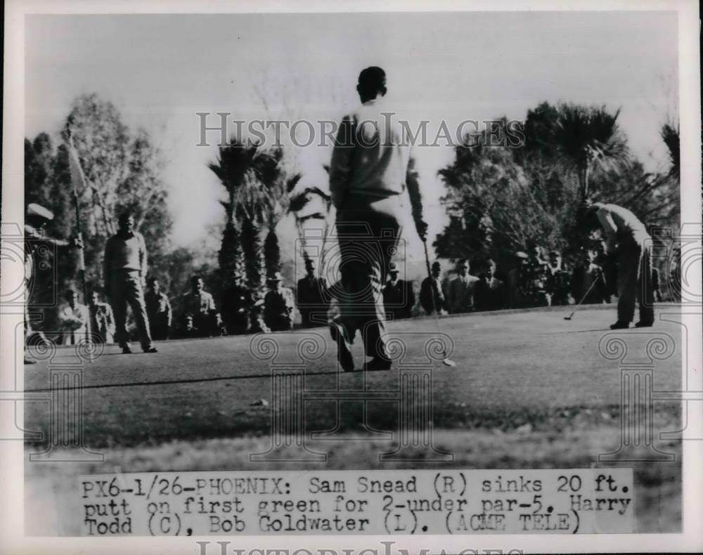 1950 Press Photo Sam Snead, Harry Todd, Bob Goldwater, Golfers - nea40426 - Historic Images