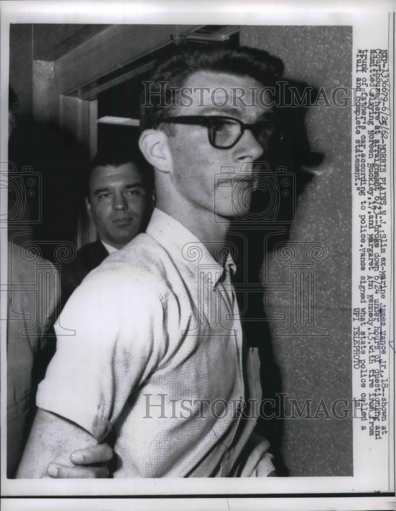 1962 Press Photo Ex Marine James Vance Jr. Shown at Arraignment For Murder - Historic Images