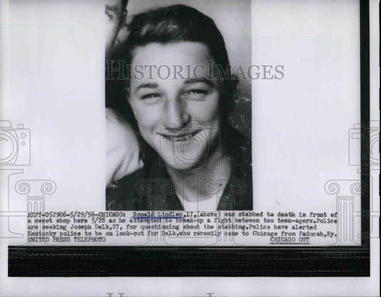 1956 Press Photo Ronald Lindley Murder, Chicago Illinois, Search for Joseph Delk - Historic Images