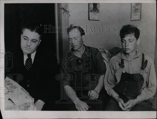 1937 Press Photo Coroner Dr Eckerman, Oral Shaw & Harold Best at death inquest - Historic Images