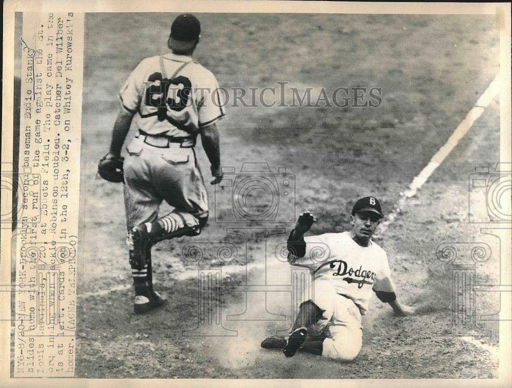 1947 Press Photo Brooklyn Eddie Stanky St. Louis Cardinals Game - Historic Images