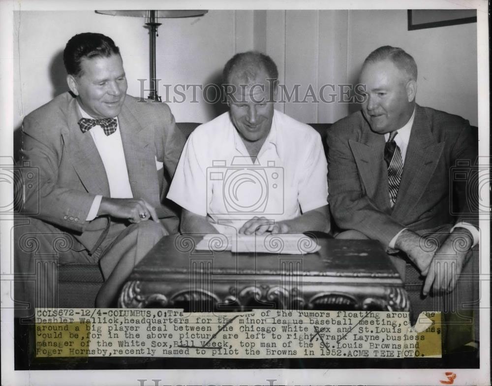 1951 Press Photo White Sox Business Manager Frank Layne &amp; St Louis Browns Veeck - Historic Images