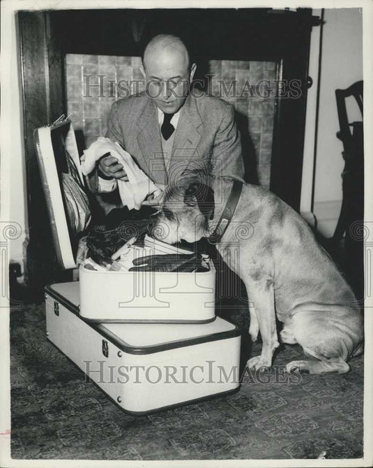 1957 Press Photo Mr. Norman Ginsbury British Playwright & Author With Dog - Historic Images