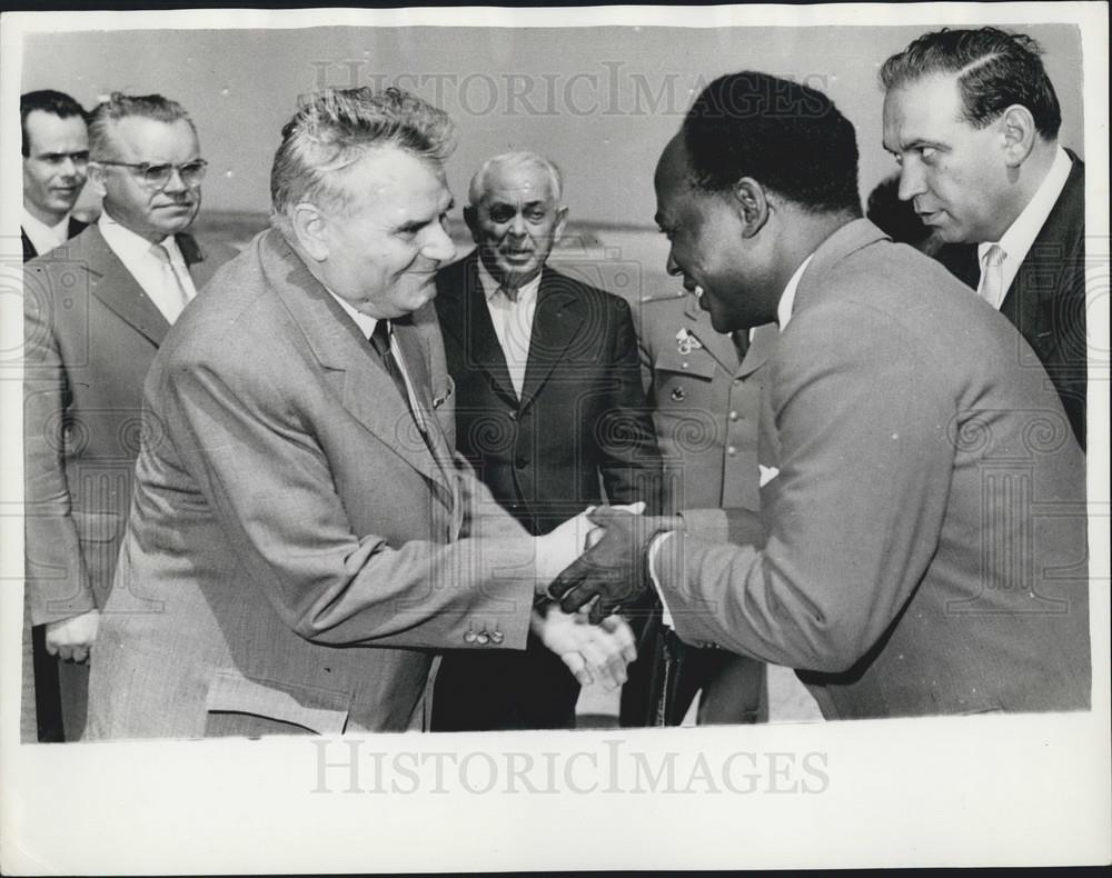 1961 Press Photo President of China,Kwame Nkrumak&Istvan Dobi,Hungary - Historic Images