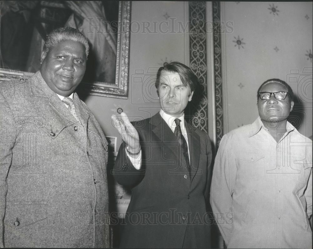 1978 Press Photo Dr Owen and Mr Joshua Nkomo and Mr Robert Magabe. - Historic Images