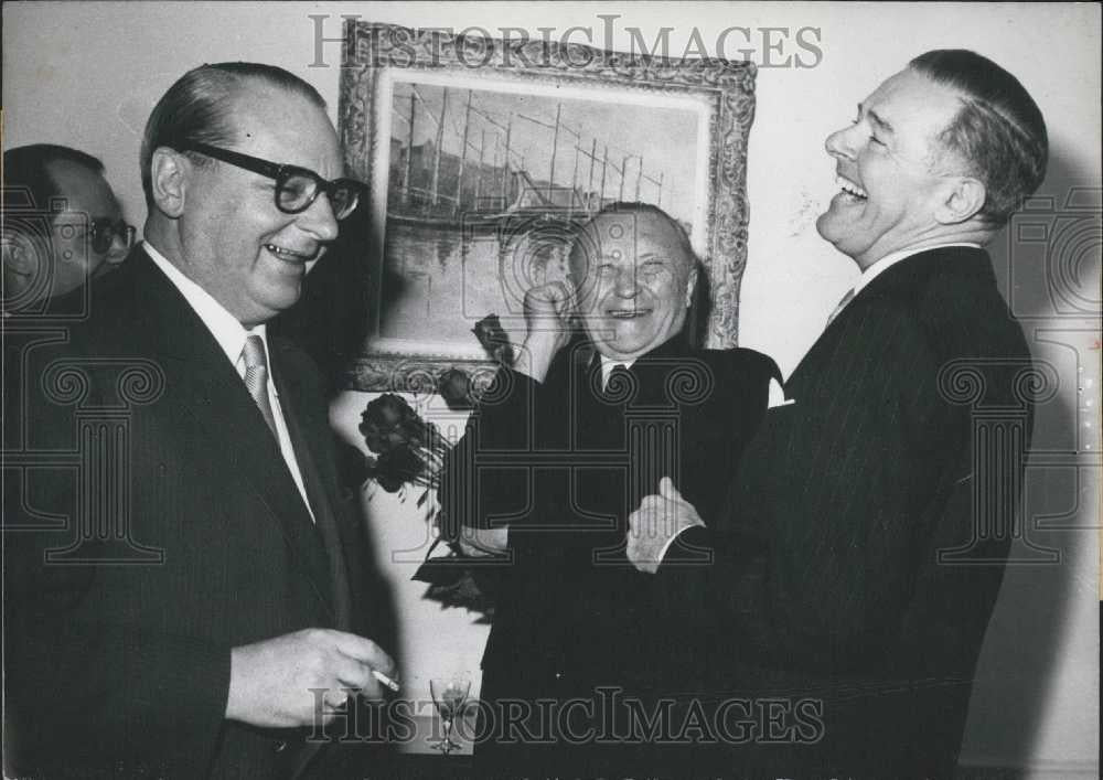 1960 Press Photo Meeting of German Chancellor Dr. Adenauer &amp; Henry Cabot Lodge - Historic Images