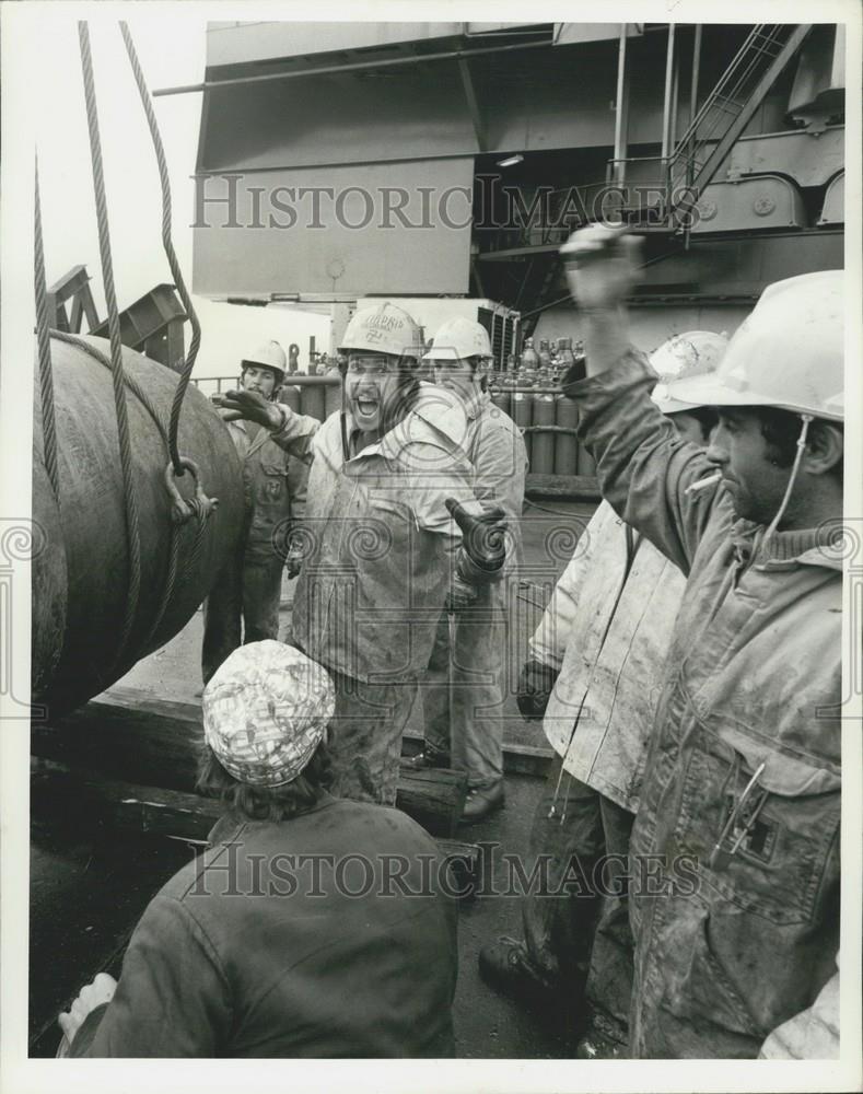 1974 Press Photo &#39;Graythorp I&#39; on BP&#39;s Forties Oilfield in the North Sea Crane - Historic Images