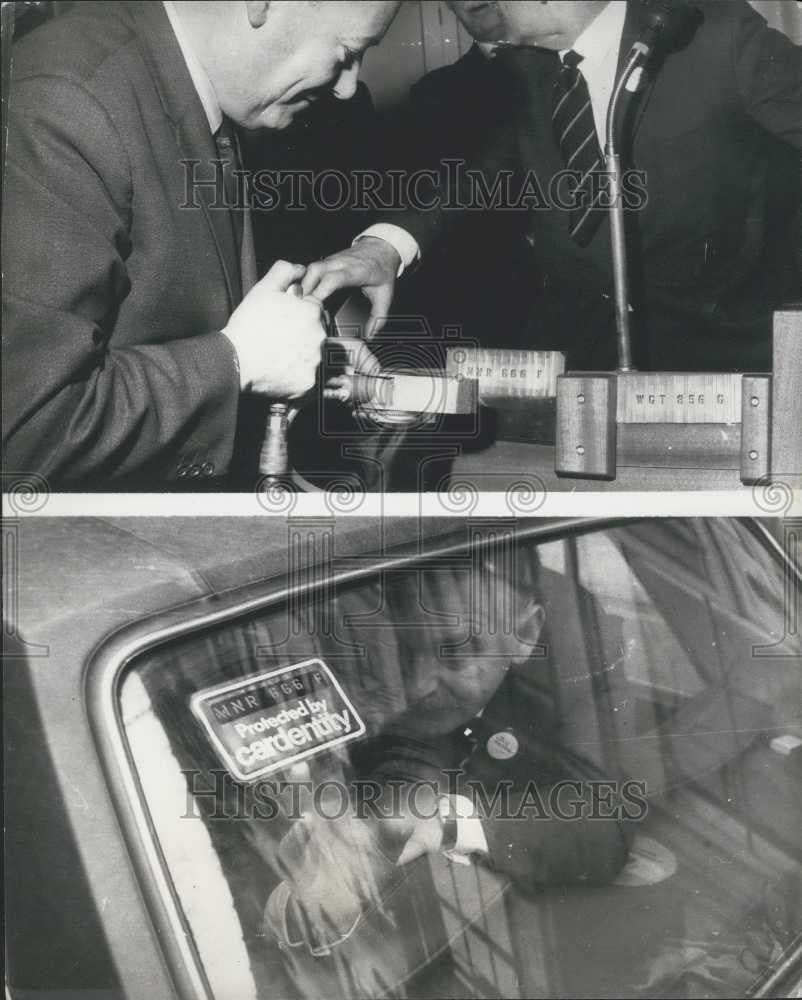 1969 Press Photo Cardentity method prevents theft and resale of automobiles - Historic Images