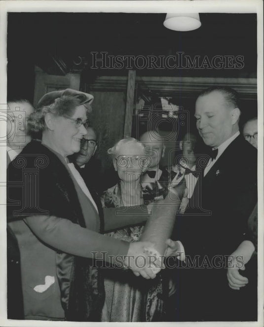 1955 Press Photo Jacob Malik, The Soviet Ambassador, Receives Blackpool Rock - Historic Images