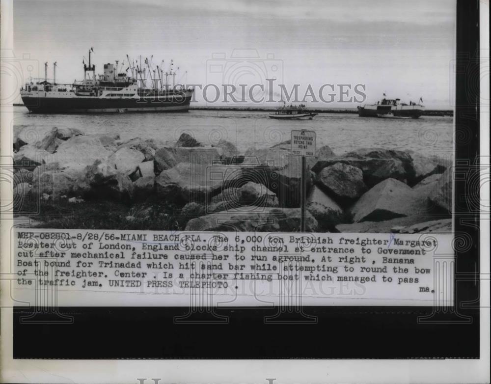 1956 Press Photo British freighter Margaret Bowster at Miami Beach, Fla. - Historic Images