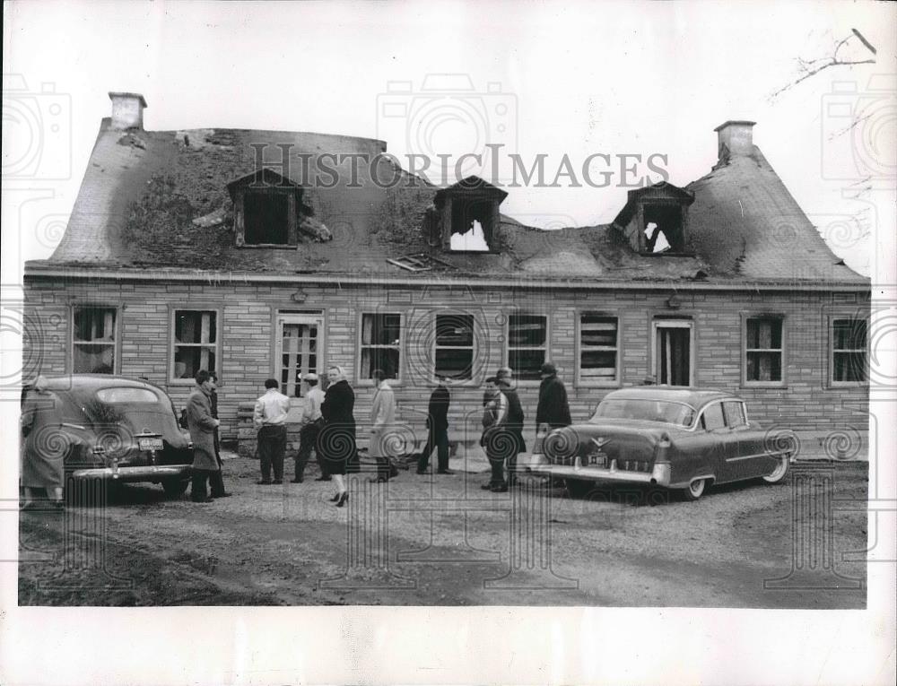 1957 Press Photo Fire Destroys Hospice Henri Old Folks Home Killing 14 - Historic Images