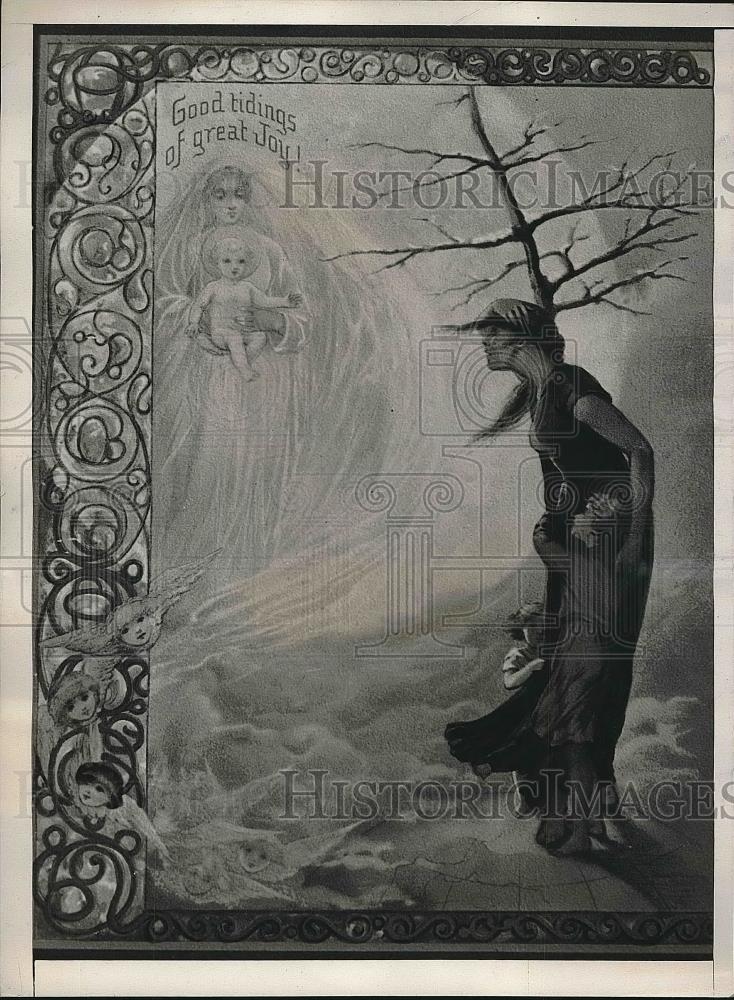 1938 Press Photo Christmas card by Dora Wheeler on display at Museum of New York - Historic Images