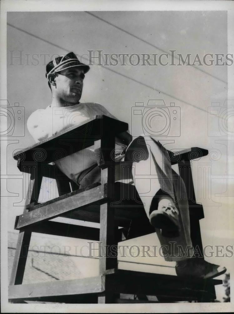 1938 Press Photo Johnny Allen Pitcher Cleveland Indians St Petersburg Florida - Historic Images