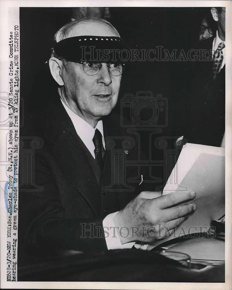 1951 Press Photo Charles Tobey at Senate Crime Committee Hearing - nea61665 - Historic Images