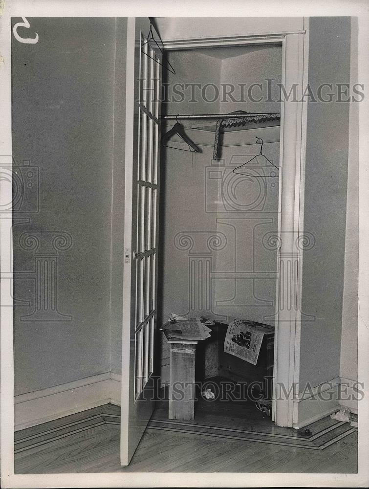 1937 Press Photo Closet where wiretapping was said to have occurred - nea55815 - Historic Images