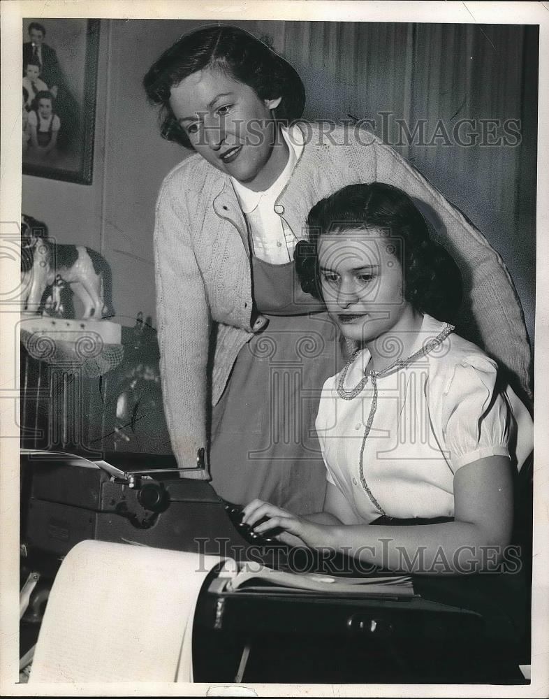 1955 Press Photo Society for Crippled Children Teaching Typing - nea62637 - Historic Images