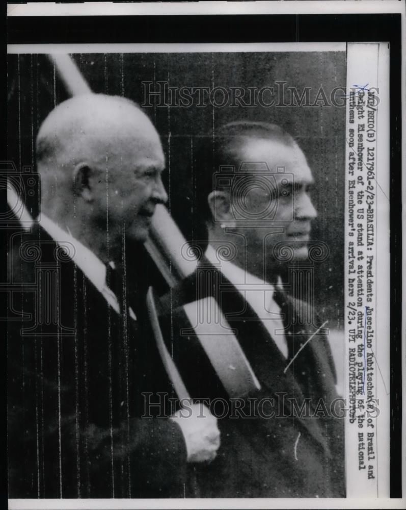 1960 Press Photo Presidents Dwight Eisenhower US &amp; Juscelino Kubitschek Brazil - Historic Images