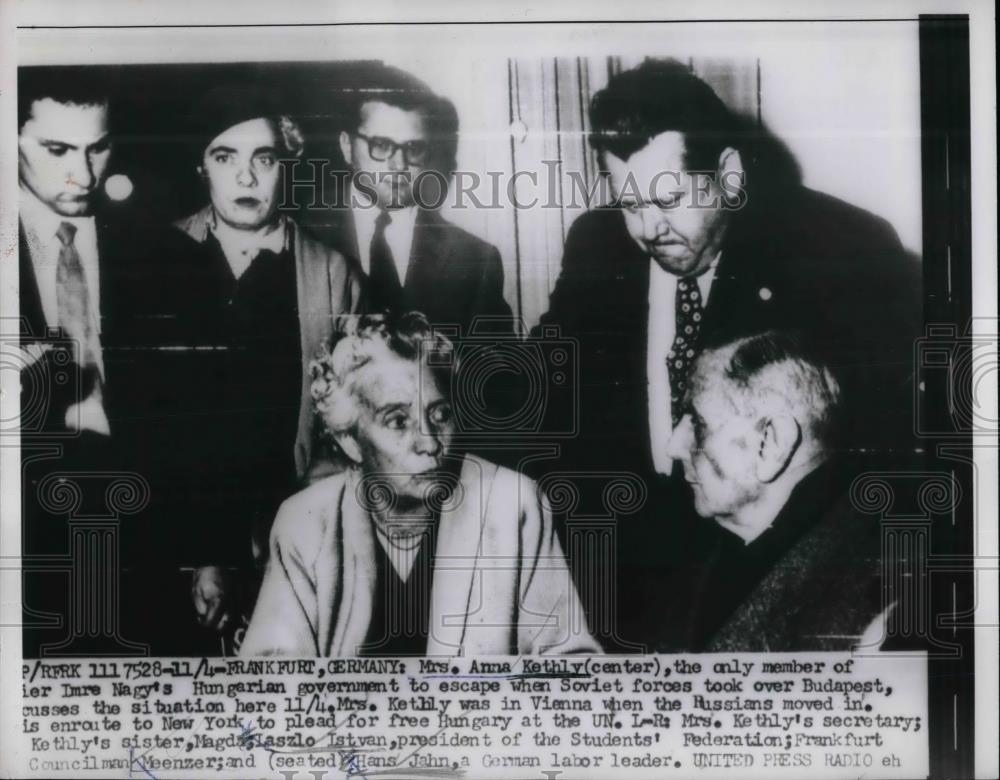 1958 Press Photo Mrs Anna Kethly of Hungarian Government in Germany - nea58434 - Historic Images