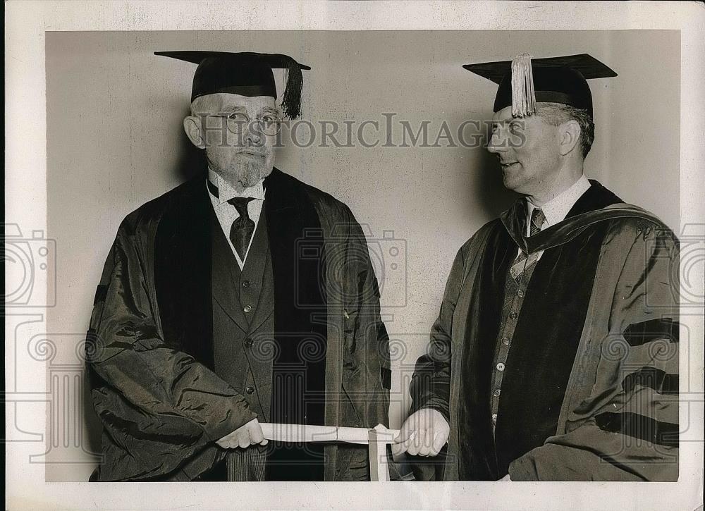 1937 Press Photo Col. Henry Doherty and Dr. Charles E. Buery at University - Historic Images