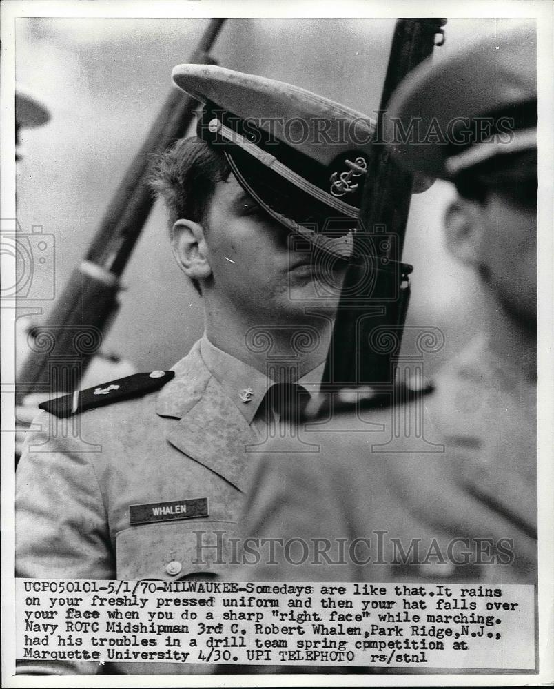 1970 Press Photo Navy ROTC midshipman Robert Whalen at University - Historic Images
