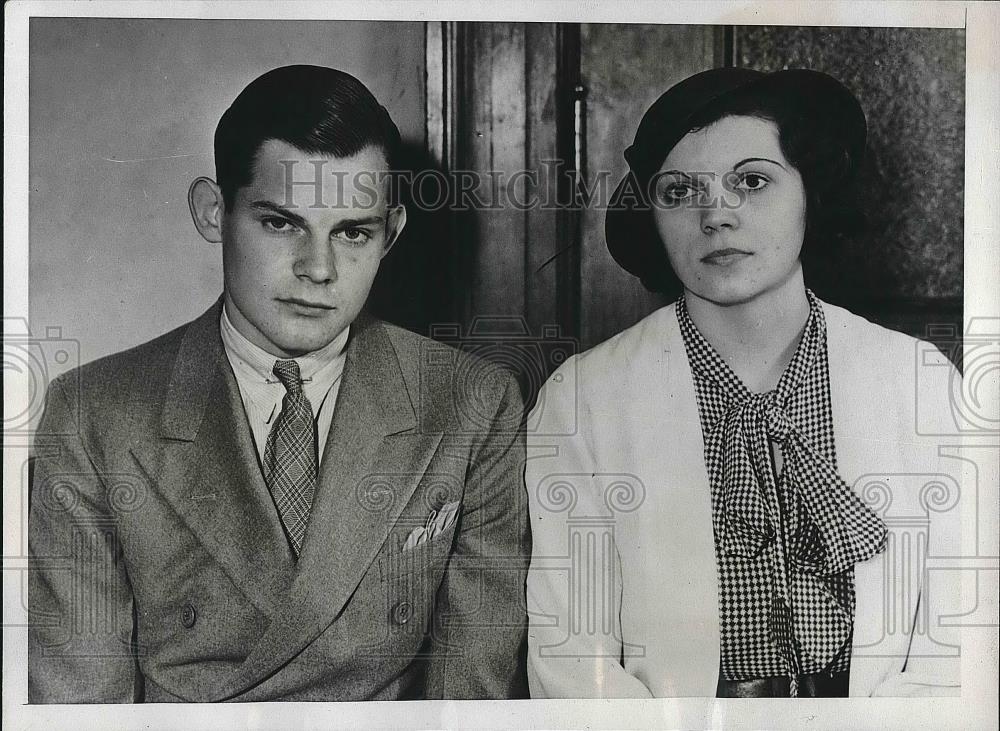 1934 Press Photo Bryan &amp; Margaret Hargreaves at Father&#39;s Trial in Los Angeles - Historic Images