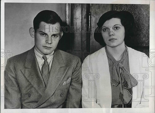 1934 Press Photo Bryan & Margaret Hargreaves at Father's Trial in Los Angeles - Historic Images