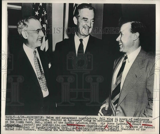 1949 Press Photo Bendex Aviation Corp. Stuart Symington Marclolm Ferguson Walter - Historic Images