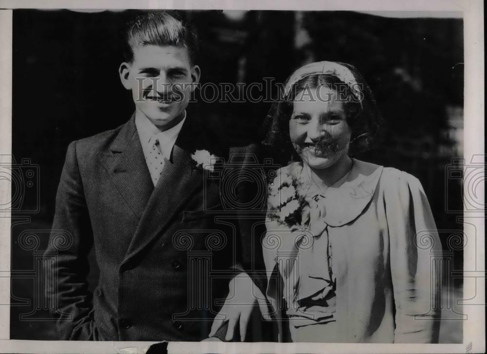 1937 Press Photo Daisy Dowson, Youngest Bride Married Leonard Wood - Historic Images