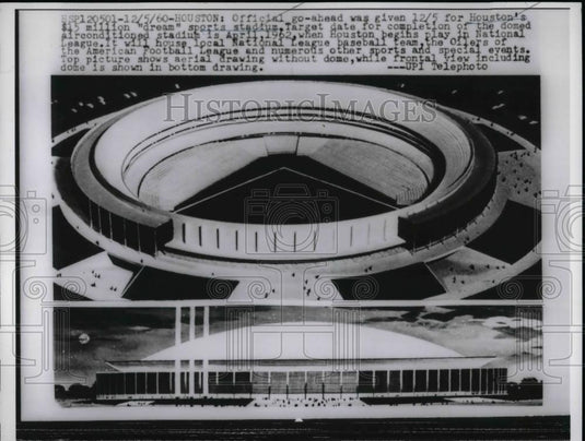 1960 Press Photo Artist's rendition of Houston's sports stadium - Historic Images