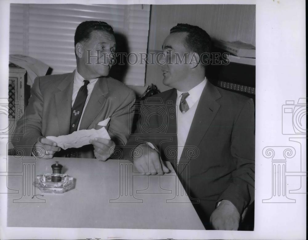 1955 Press Photo Frank Lane fined $500 for violent language during Boston game - Historic Images