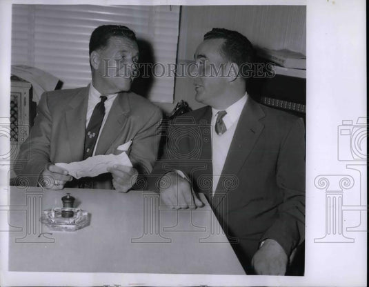 1955 Press Photo Frank Lane fined $500 for violent language during Boston game - Historic Images