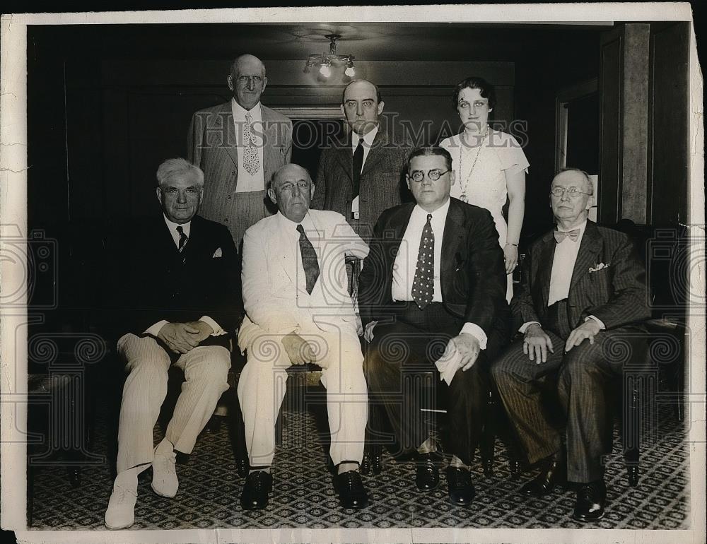 1932 Press Photo H Hoover campaign, Drs Stewart,Barton,Cherrington, Calvin, - Historic Images