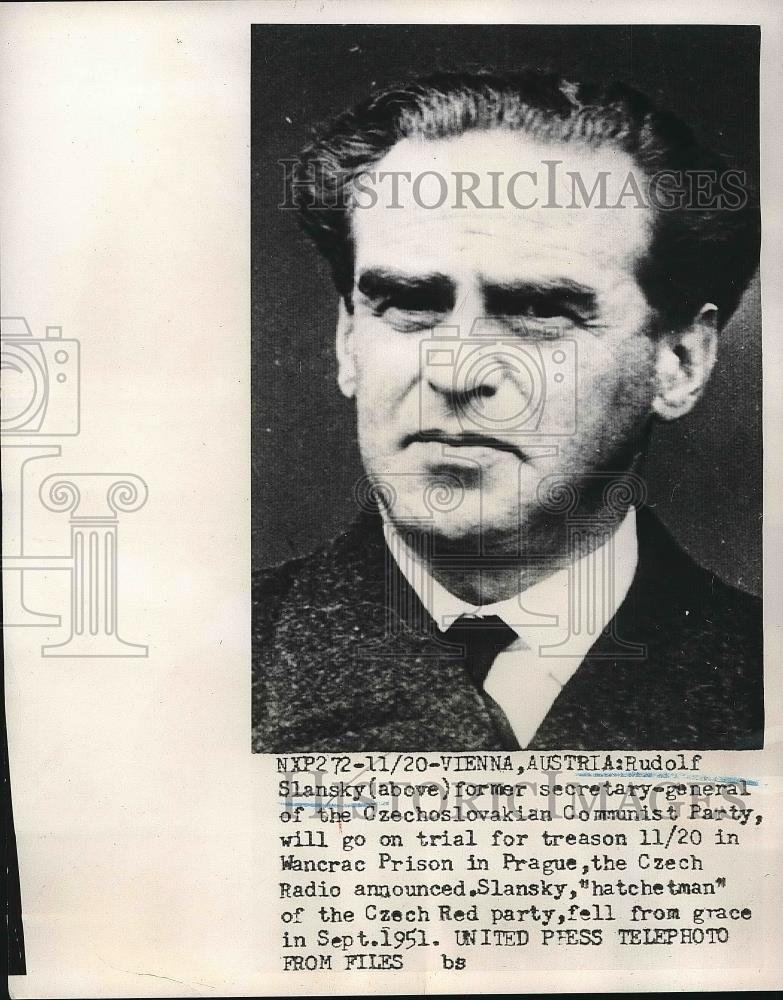 1952 Press Photo Rudolf Slansky Secretary General of Czech Communist Party - Historic Images