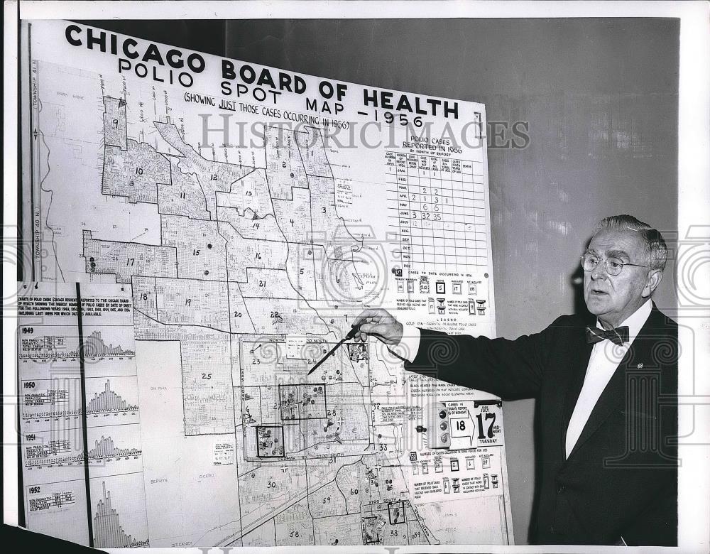 1956 Press Photo Dr. H.N. Bundesen, President of Chicago Board of Health - Historic Images