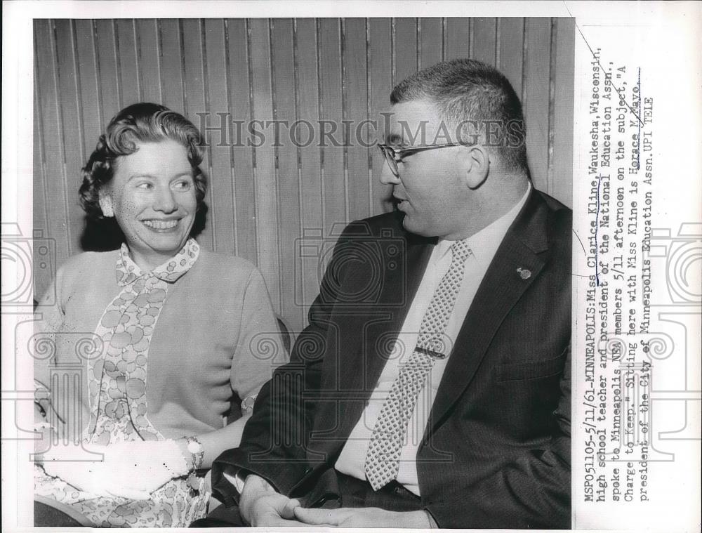 1961 Press Photo High School Teacher Clarice Kline Speaks To NEA Members - Historic Images
